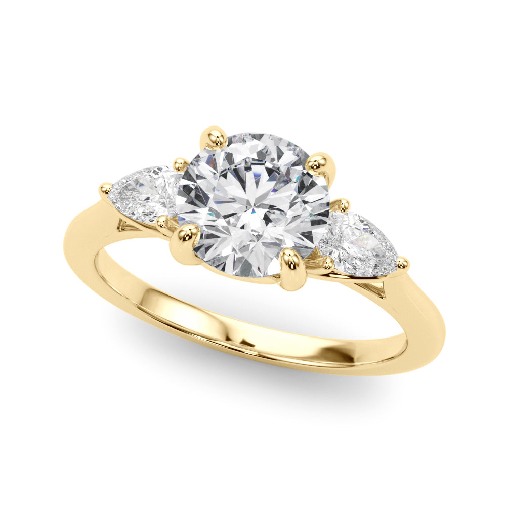 Round Three-Stone Center PS Sides Diamond Engagement Ring · 0.90 ct tw