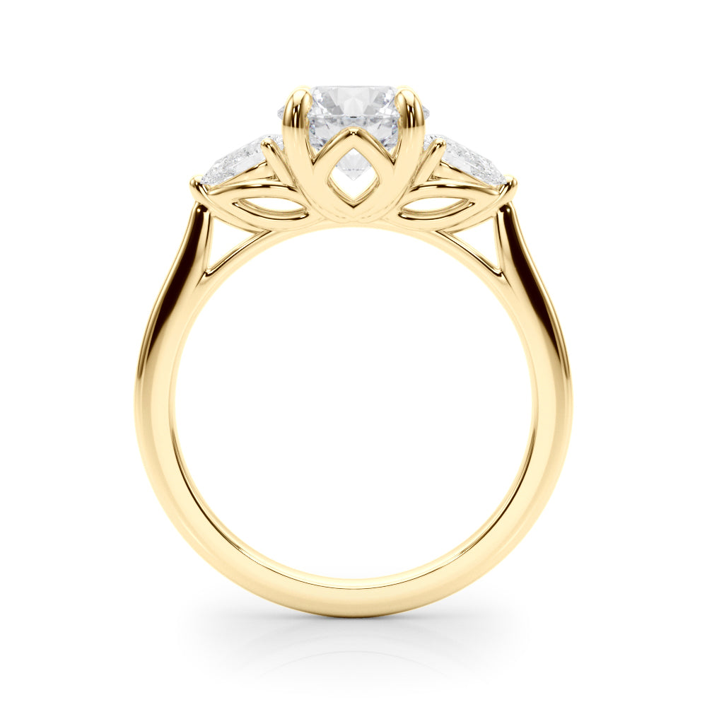 Round Three-Stone Center PS Sides Diamond Engagement Ring · 0.90 ct tw