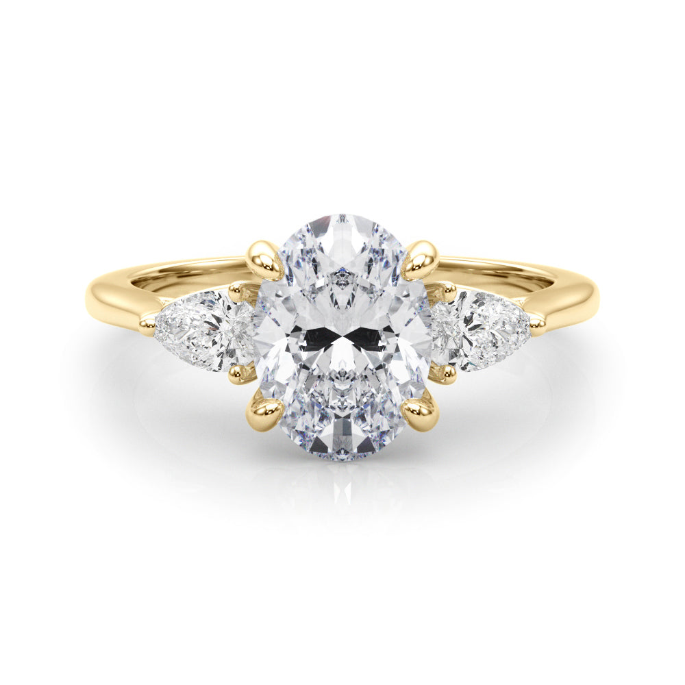 Oval Three-Stone Center PS Sides Diamond Engagement Ring · 0.40 ct tw
