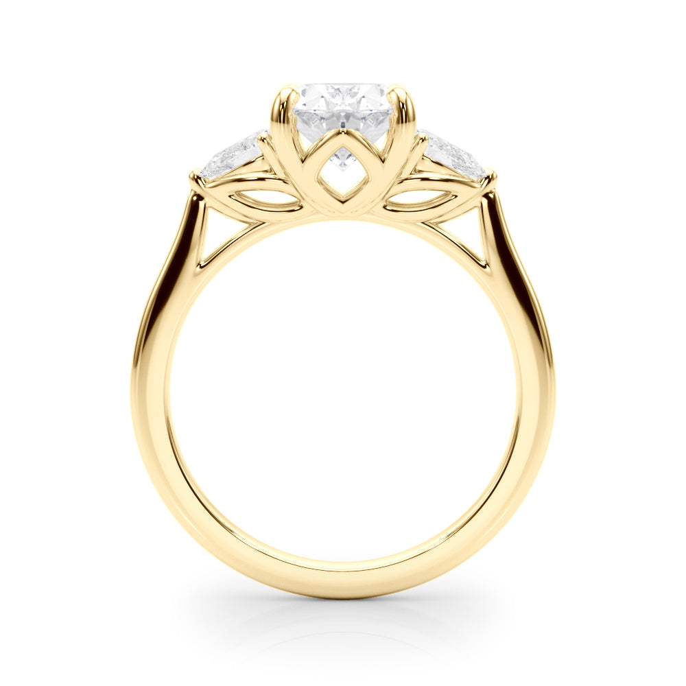 Oval Three-Stone Center PS Sides Diamond Engagement Ring · 0.40 ct tw
