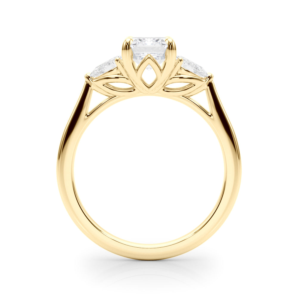 Emerald Three-Stone Cut Center PS Diamond Engagement Ring · 0.90 ct tw