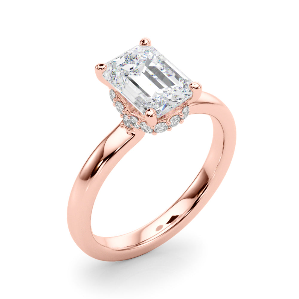 Emerald Hidden Halo Cut Center Diamond Engagement Ring · 0.20 ct tw
