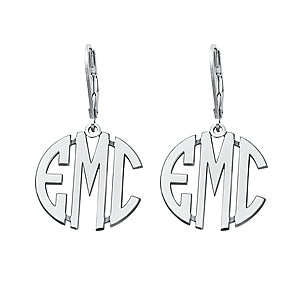 25mm Lever Back Monogram Earrings