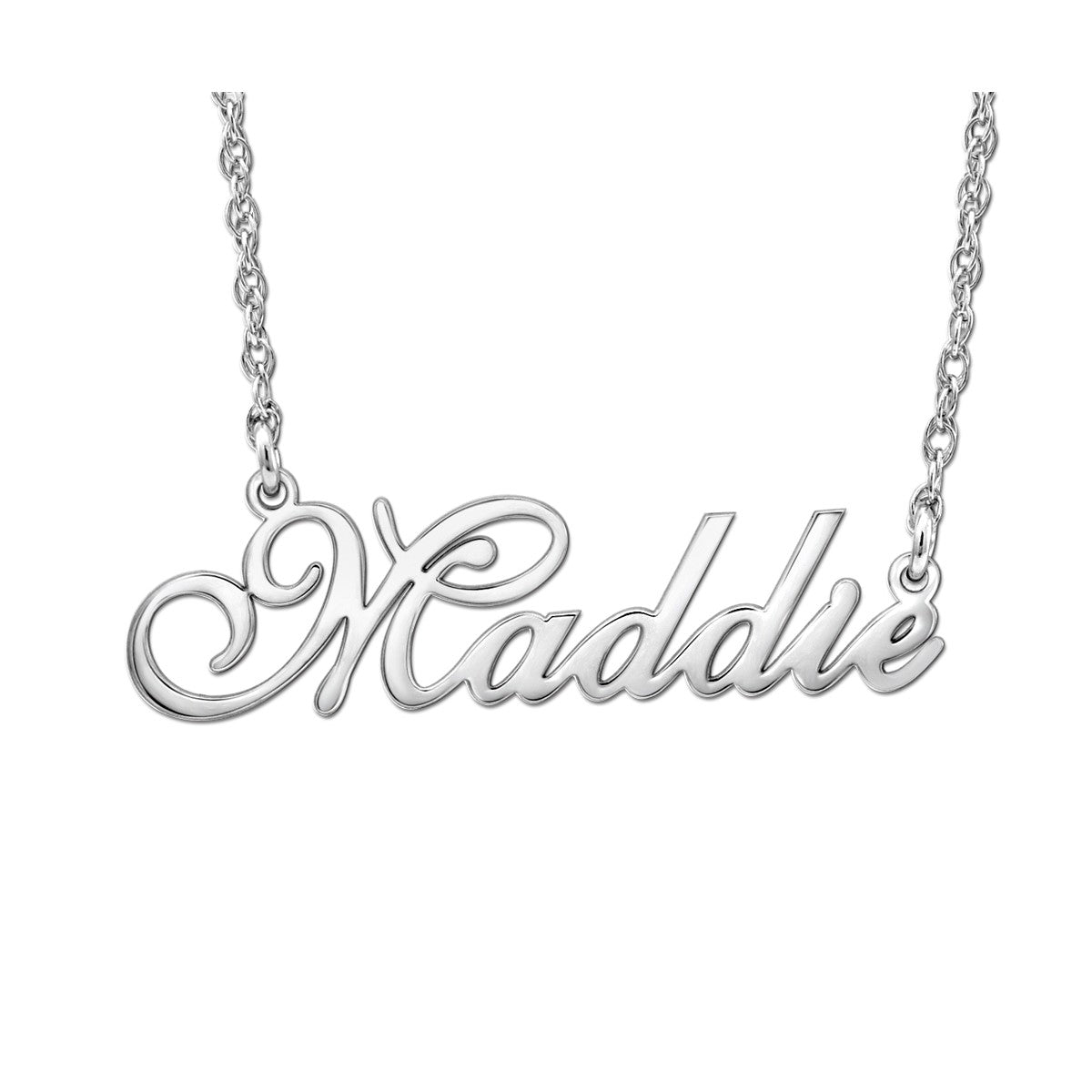 14k W Womens High Polish Nameplates Pendant