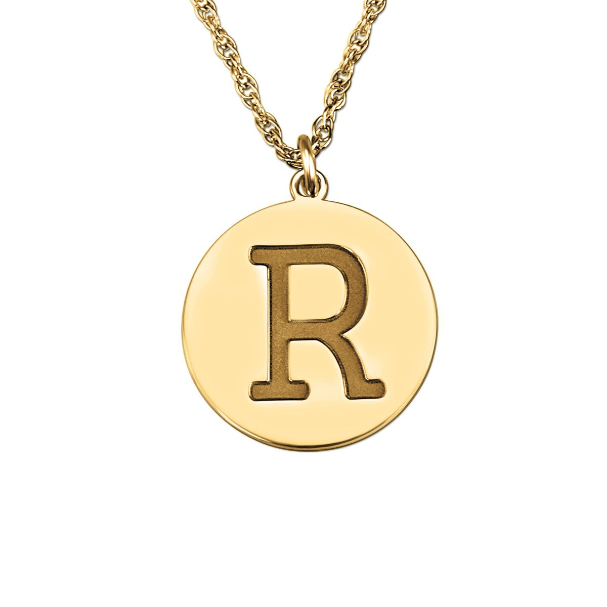 14k W 16mm Block Initial Pendant