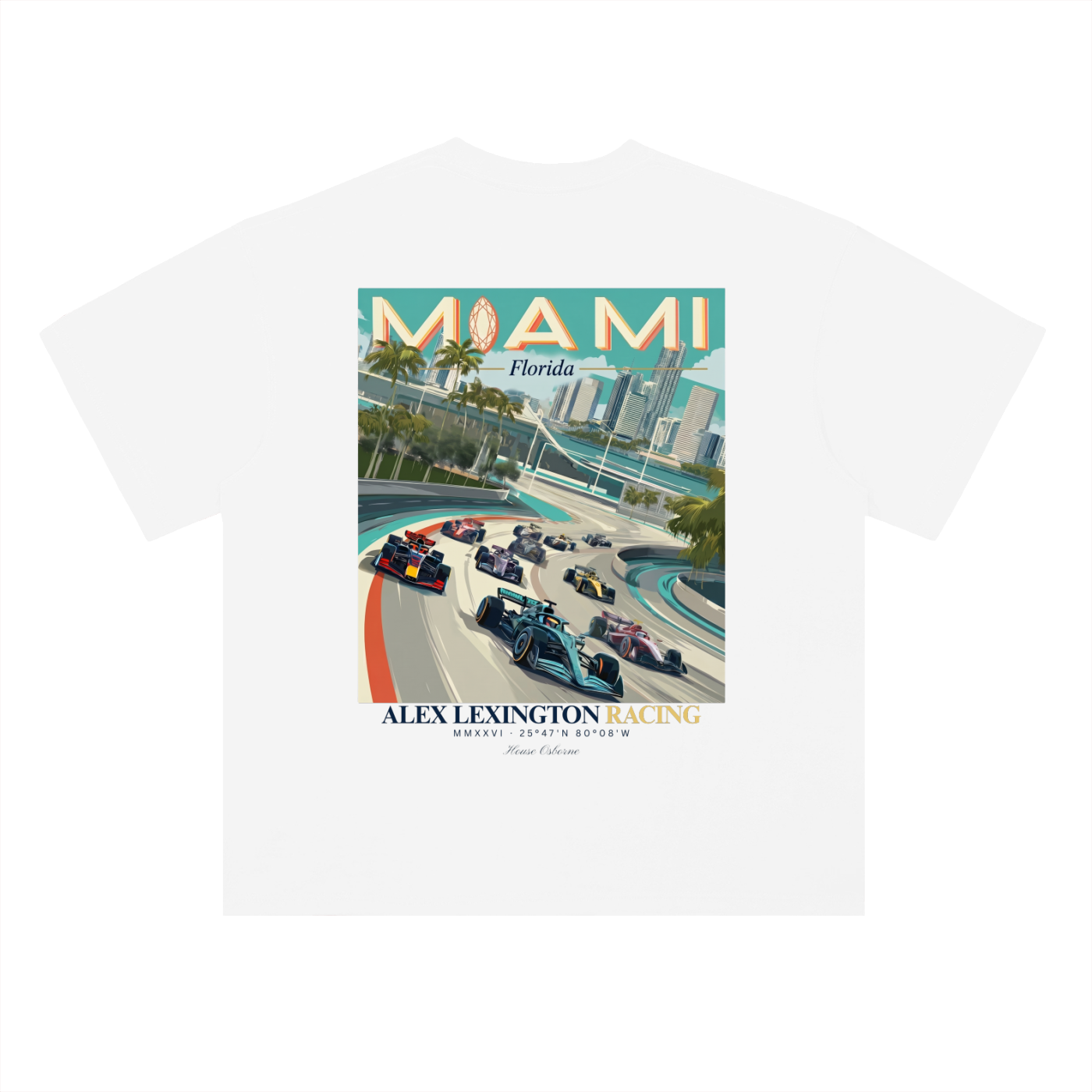 Miami Racing Heavyweight Drop Shoulder Cotton T-Shirt