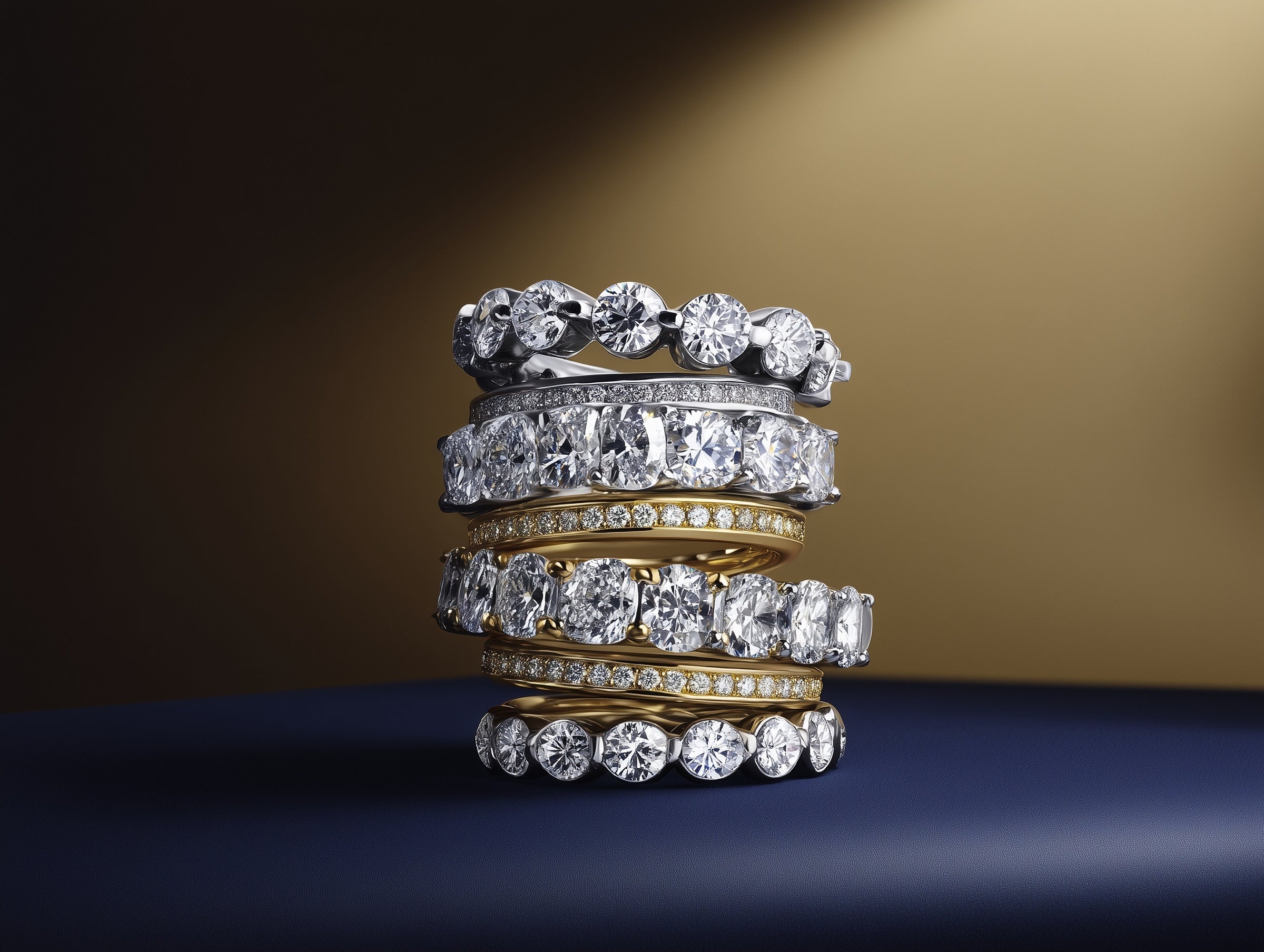 Stack of diamond eternity bands