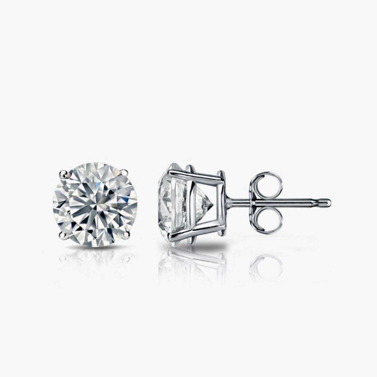 Classic Solitaire Diamond Stud Earrings in 14k Gold 1.00 c.t.w