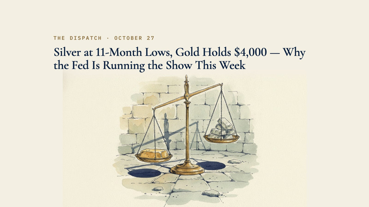 Silver at 11-Month Lows, Gold Holds $4,000 — Why the Fed Is Running the Show This Week