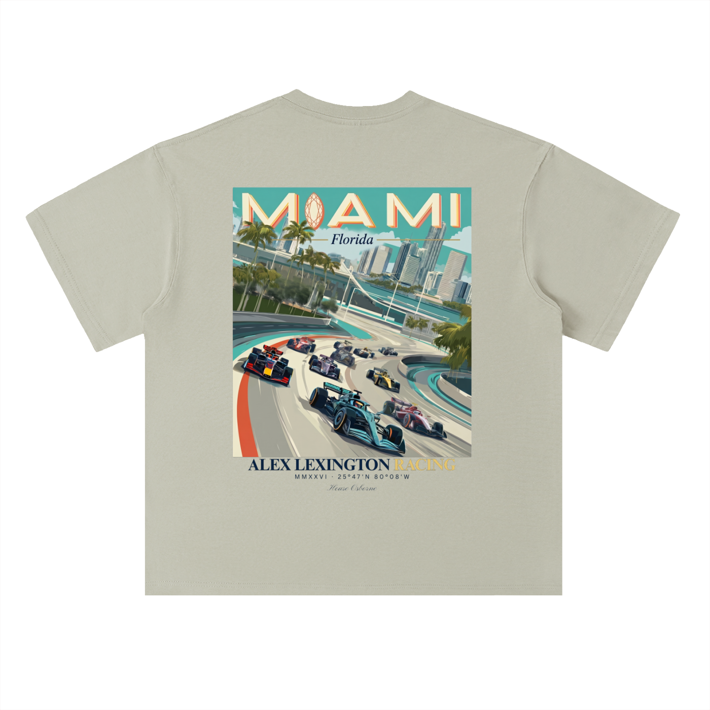 Miami Racing Heavyweight Drop Shoulder Cotton T-Shirt