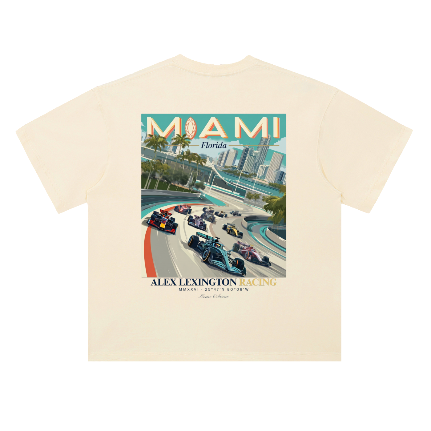 Miami Racing Heavyweight Drop Shoulder Cotton T-Shirt