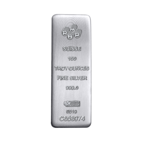 100 OZ SILVER BAR PAMP CAST