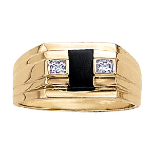 Cushion Men's Onyx Diamond Ring · 0.02 ct tw