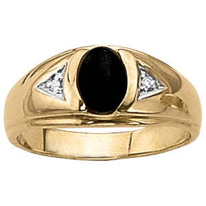 Oval Men's Onyx Diamond Ring · 0.02 ct tw