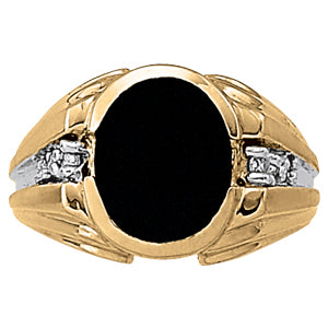 Oval Men's Onyx Diamond Ring · 0.12 ct tw