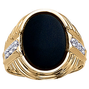 Oval Men's Onyx Diamond Ring · 0.12 ct tw
