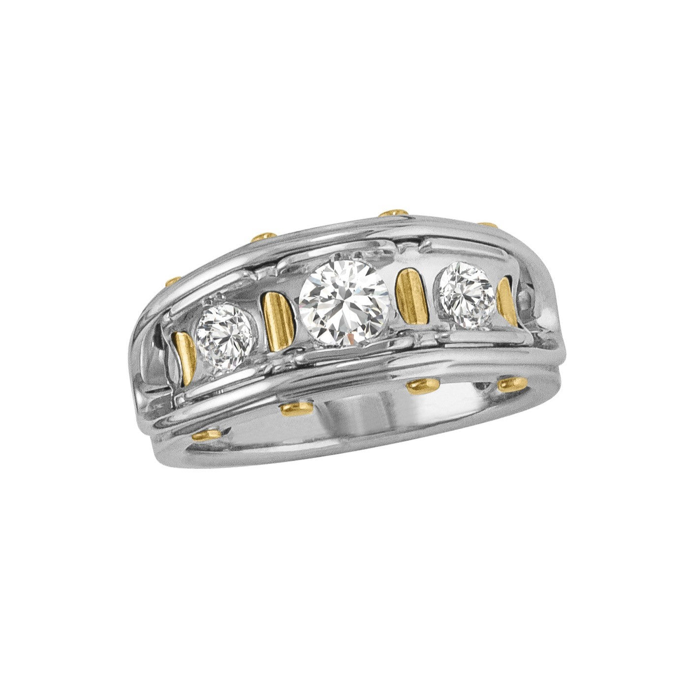 Round Men's Diamond With Yellow Bar Fashion Ring · 1.00 ct tw
