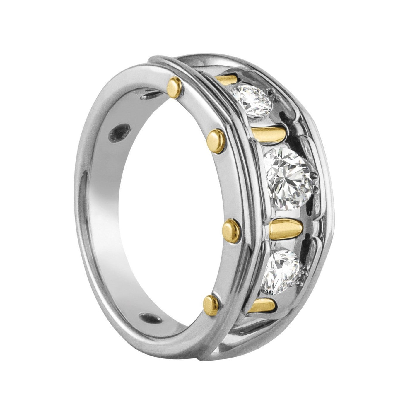 Round Men's Diamond With Yellow Bar Fashion Ring · 1.00 ct tw