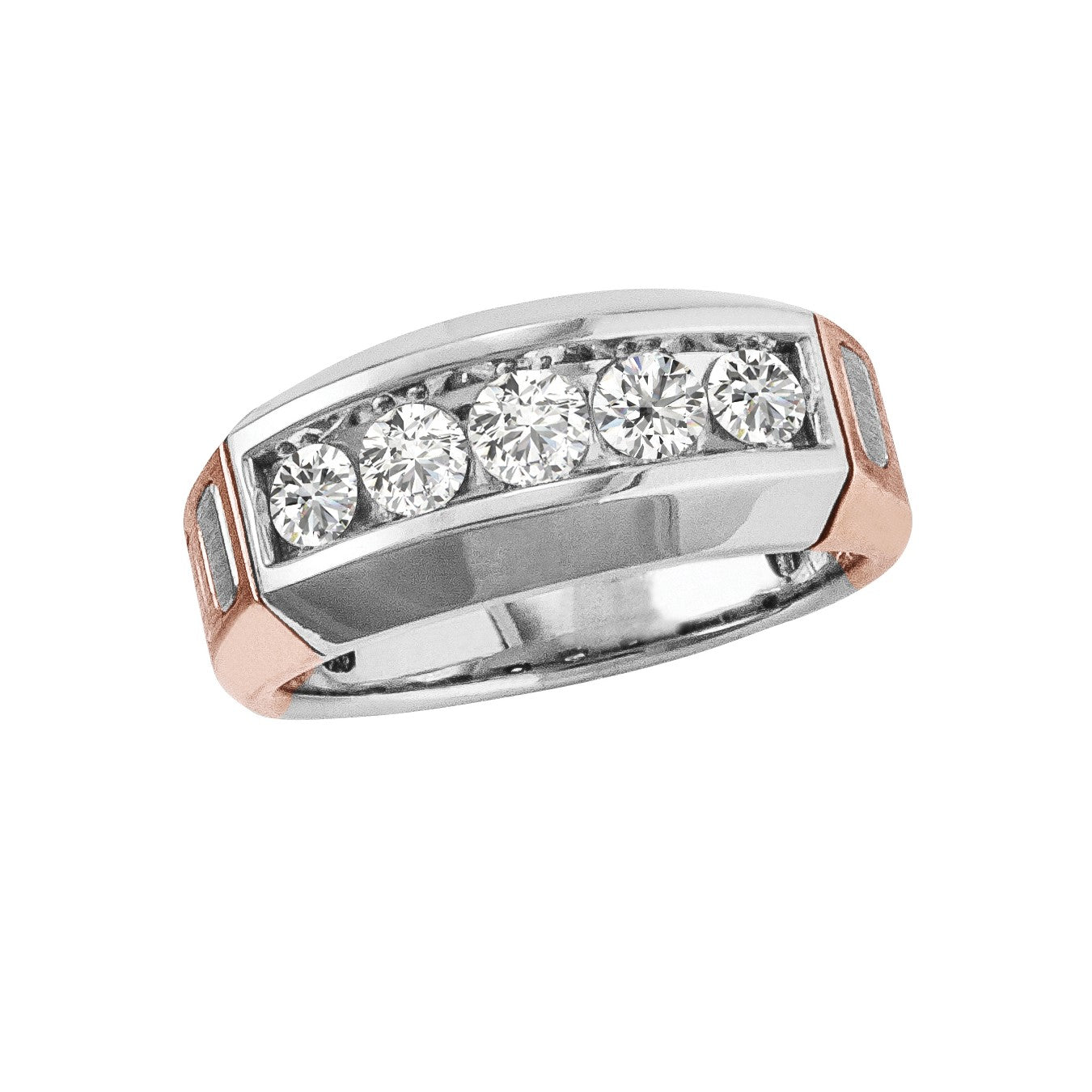 Round Men's Two Tone Five-Stone Diamond Band · 1.00 ct tw