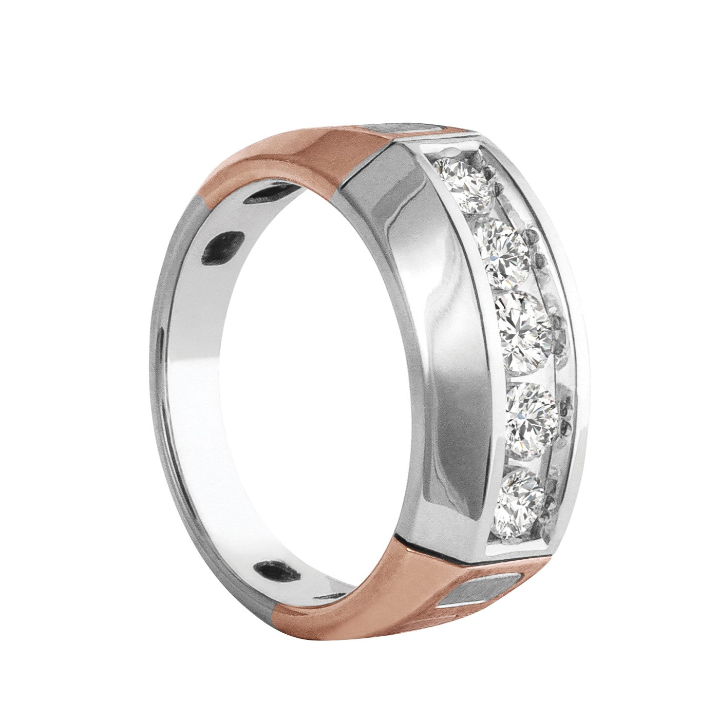 Round Men's Two Tone Five-Stone Diamond Band · 1.00 ct tw