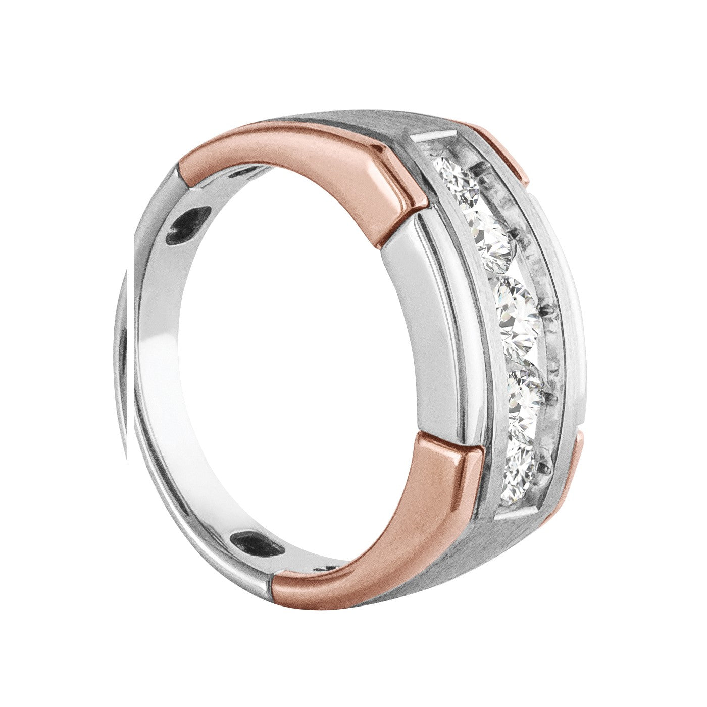 Round Men's Rose Diamond Satin Finish Band · 1.00 ct tw