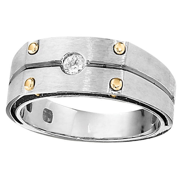 Round Men's Diamond With Yellow Solitaire Fashion Ring · 0.10 ct tw