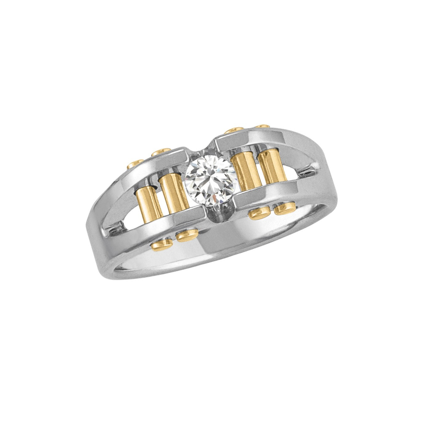 Round Men's Two Tone Solitaire Diamond Ring · 0.40 ct tw