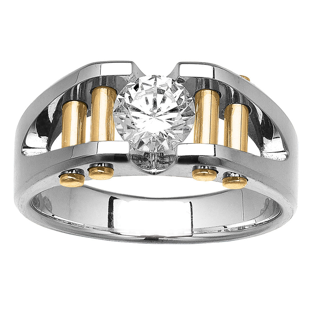 Round Men's Two Tone Solitaire Diamond Ring · 1.00 ct tw