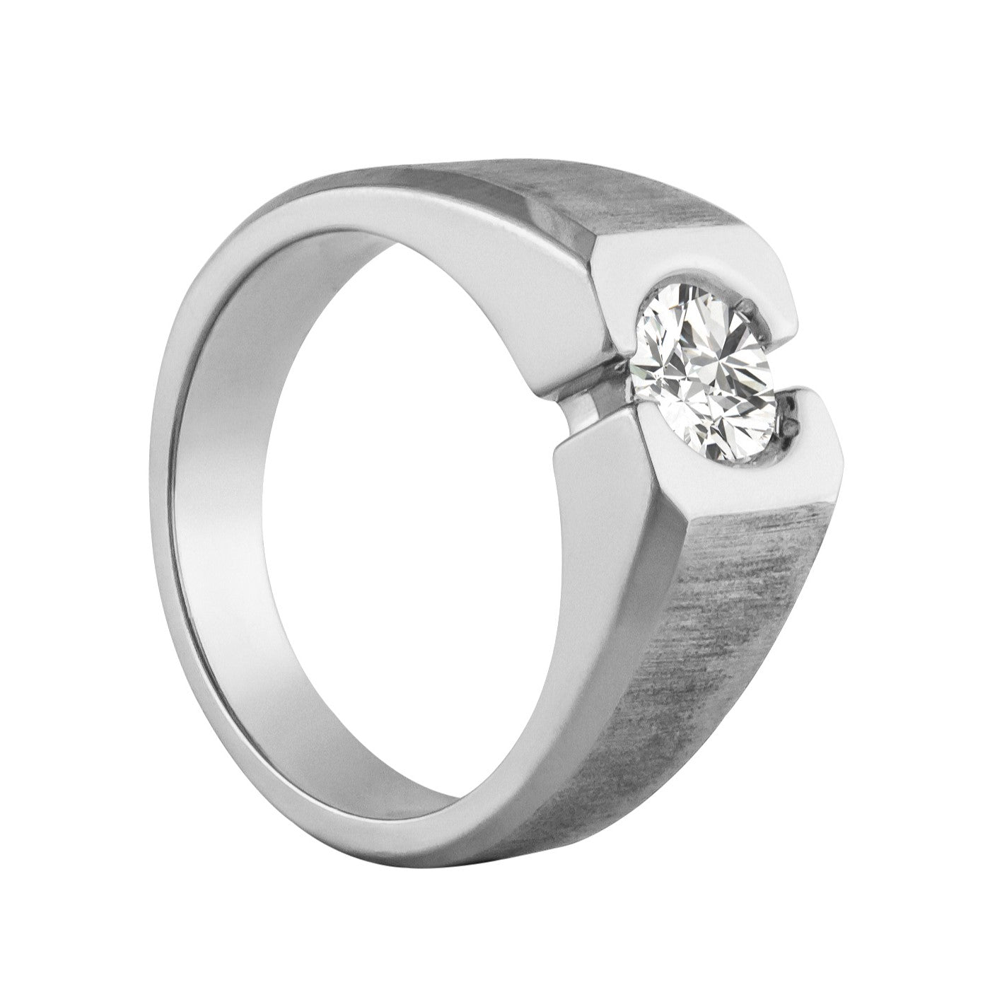 Round Men's Solitaire Satin Finish Diamond Ring · 1.00 ct tw