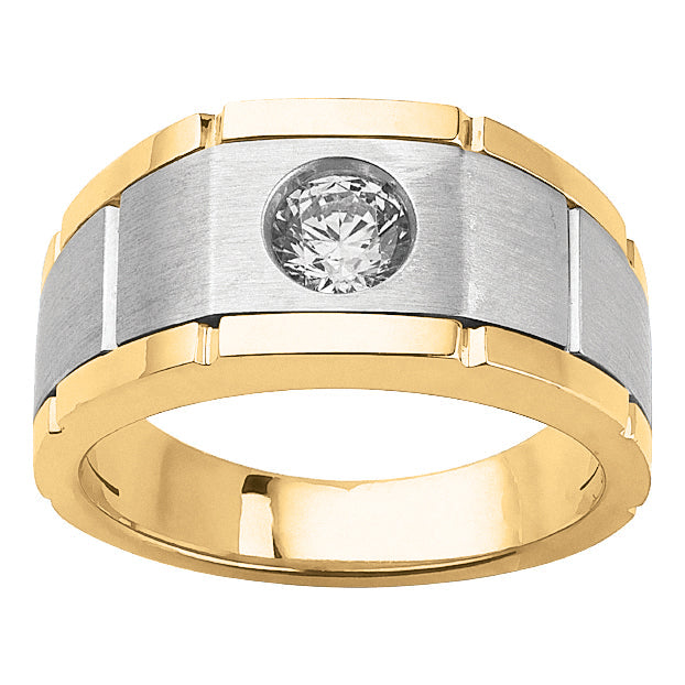 Round Men's TT Satin Diamond Solitaire Fashion Ring · 0.25 ct tw