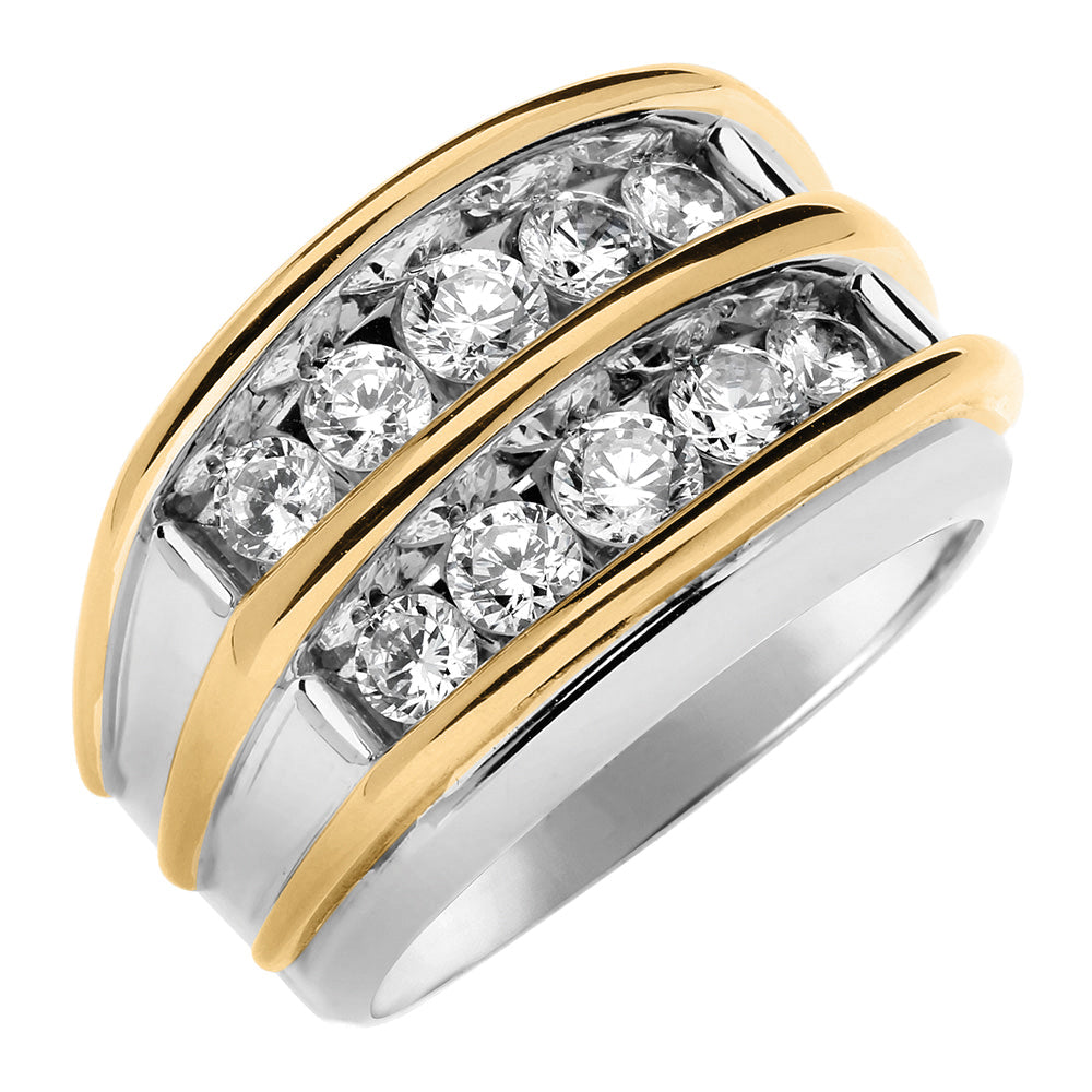 Gent's Two Tone Diamond Double Row Band · 0.25 ct tw