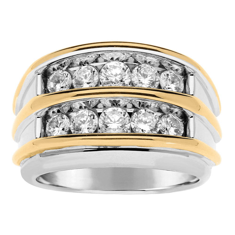 Gent's Two Tone Diamond Double Row Band · 2.00 ct tw