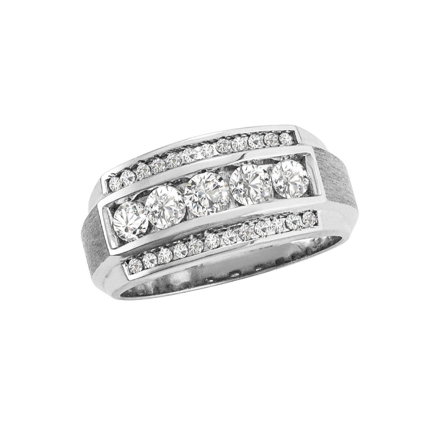 Gent's Diamond Satin Finish Sides Ring · 1.24 ct tw