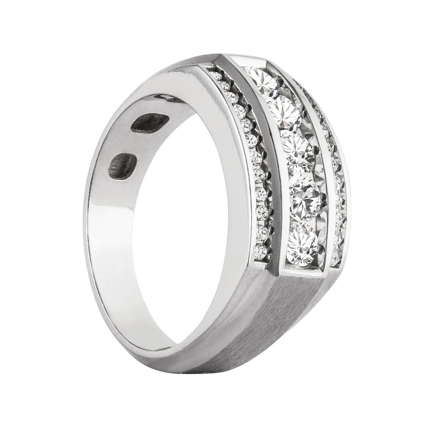 Gent's Diamond Satin Finish Sides Ring · 1.24 ct tw