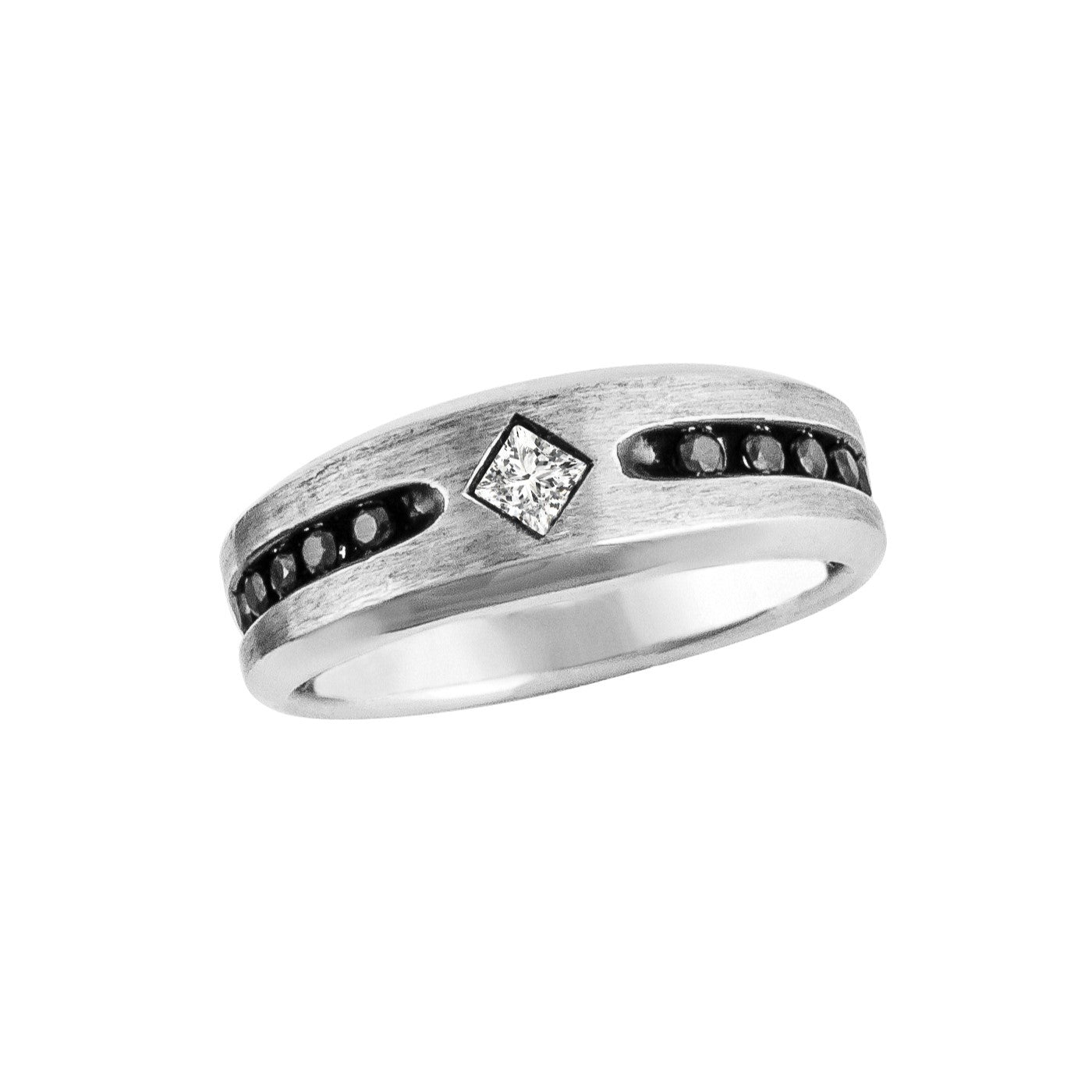 Square Gent's Diamond Satin Finish Sides Ring · 0.43 ct tw