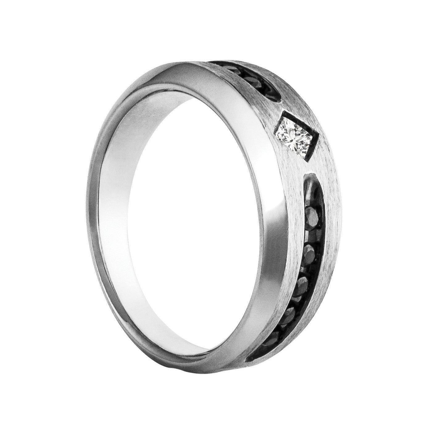 Square Gent's Diamond Satin Finish Sides Ring · 0.43 ct tw