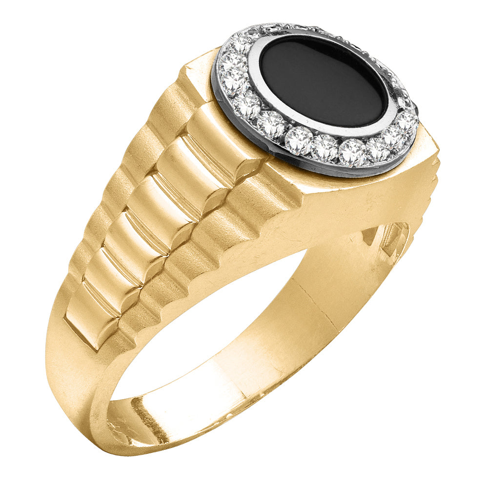 Gent's Onyx Diamond Ring · 0.19 ct tw
