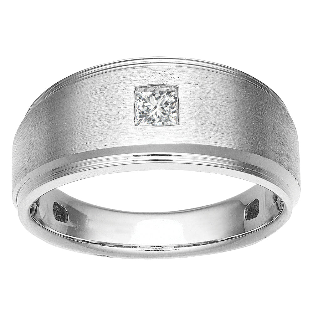 Square Gent's Princess Cut Diamond Solitaire Fashion Ring · 0.13 ct tw