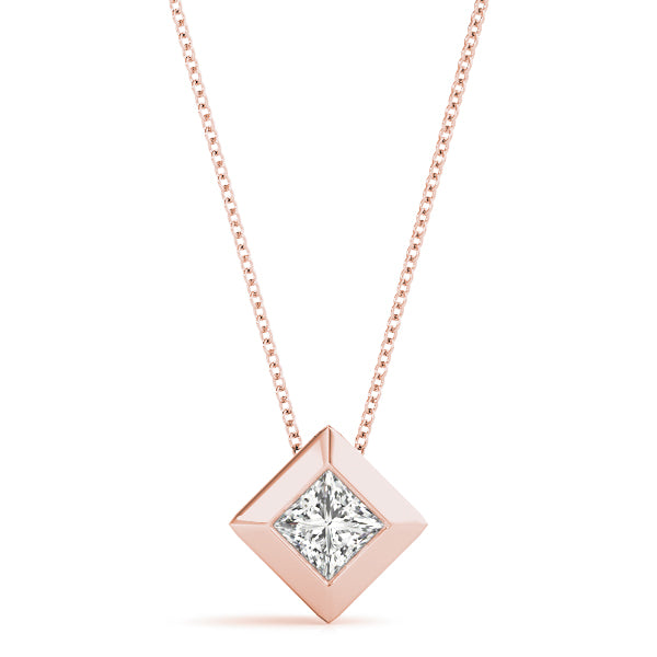Square Diamond Solitaire Pendant · 0.10 ct tw