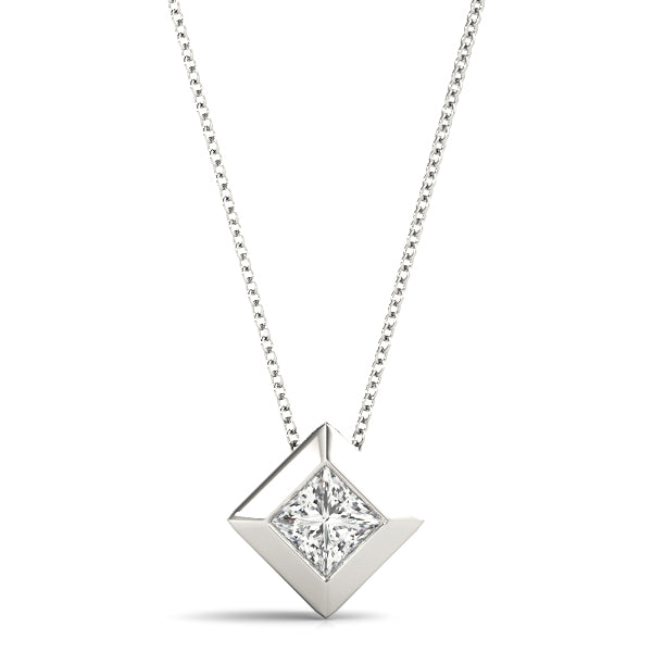 Square Diamond Solitaire Pendant · 0.26 ct tw