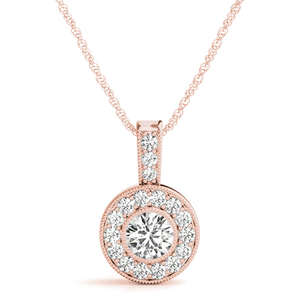 Round Halo Diamond Pendant · 0.91 ct tw