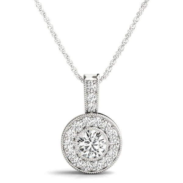 Round Halo Diamond Pendant · 0.65 ct tw