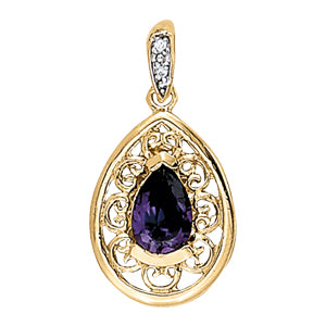 Pear Gemstone Pendant · 0.01 ct tw