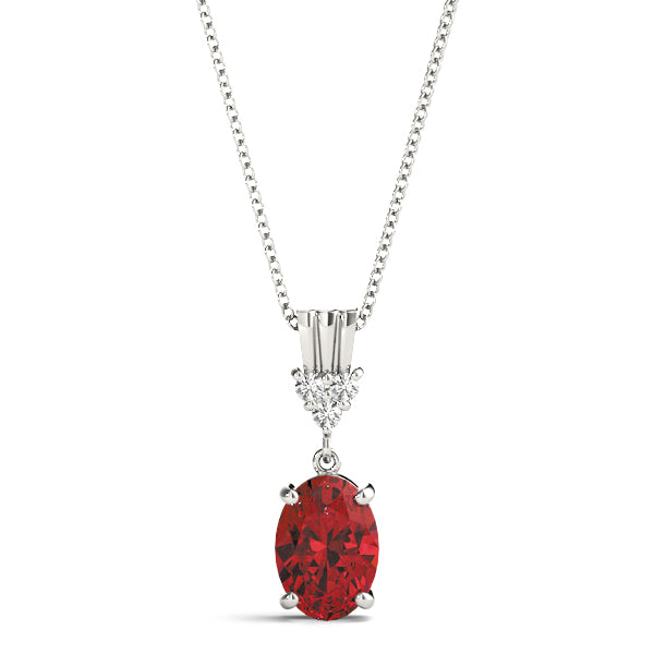 Oval Gemstone Pendant · 0.03 ct tw