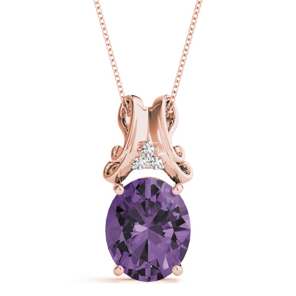 Oval Gemstone Pendant · 0.03 ct tw