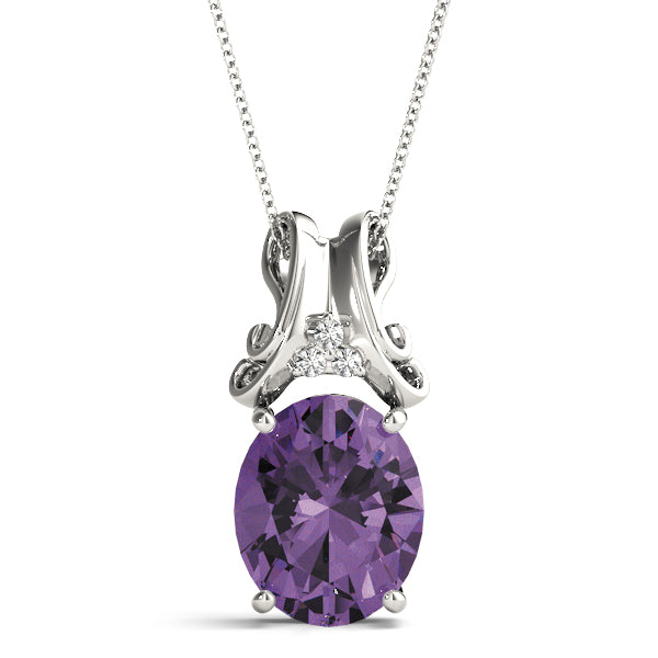 Oval Gemstone Pendant · 0.03 ct tw
