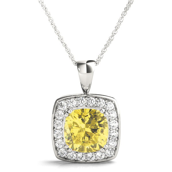 Cushion Halo Diamond Pendant · 0.16 ct tw