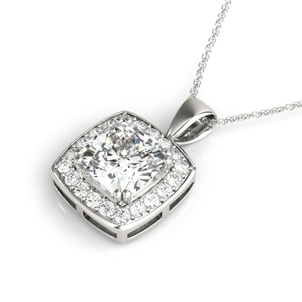 Cushion Halo Diamond Pendant · 0.20 ct tw