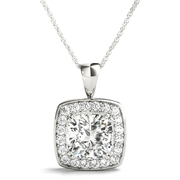 Cushion Halo Diamond Pendant · 0.20 ct tw