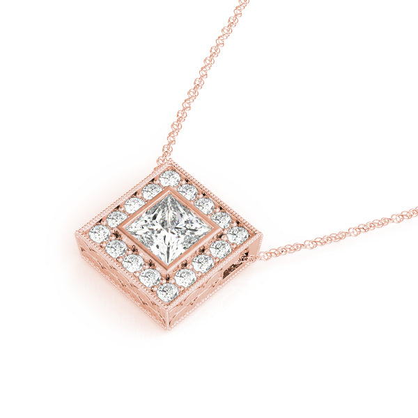 Square Halo Diamond Pendant · 0.74 ct tw